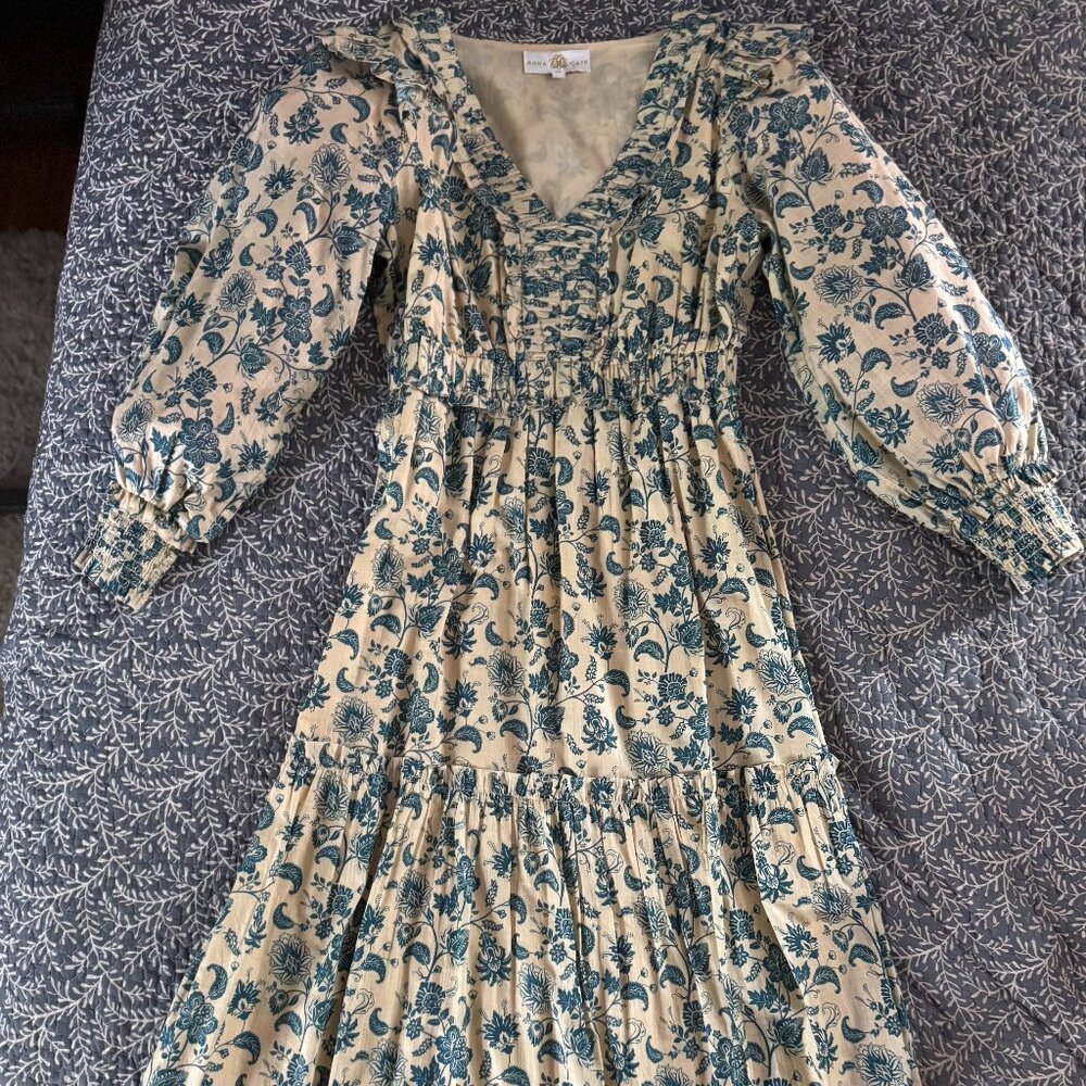 Anna Cate Carson Midi Dress Yellow Blue
